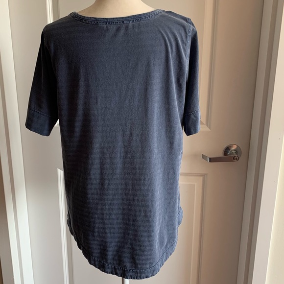 Woolrich Stripe Pattern Shirt Blue Medium 100% Cotton Meadow Forks 3/4 Sleeve - Picture 8 of 11